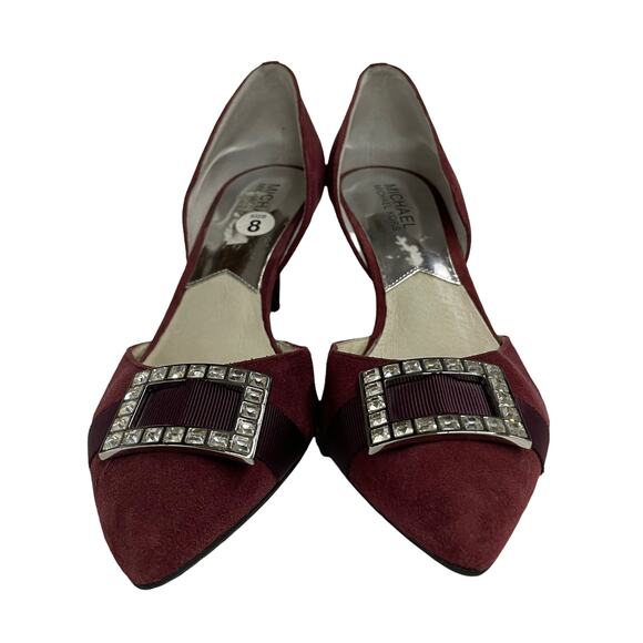 Michael Kors Shirley Crystal Embellished Pumps d'Orsay Dark Red Size 8M - Picture 4 of 10